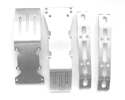 Rc Raven Rc Car Skid Plate For T-Maxx And E-Maxx Brushed Aluminum Skid Plate Front And Rear With A Set Of Brushed Aluminum Bumpe