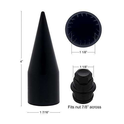United Pacific Black Spike Hubcap Nut Cover For 2003-15 Chevy & Gmc Full Size Truck (10349B)