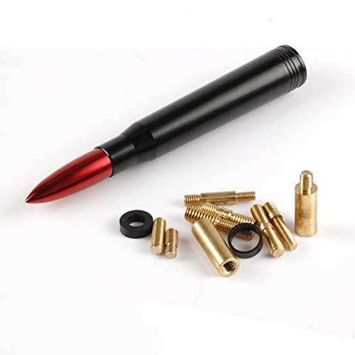 BJSIA Universal Bullet Car Antenna - Red, Compatible with Ford, Dodge, Chevrolet, GMC, Jeep, Toyota