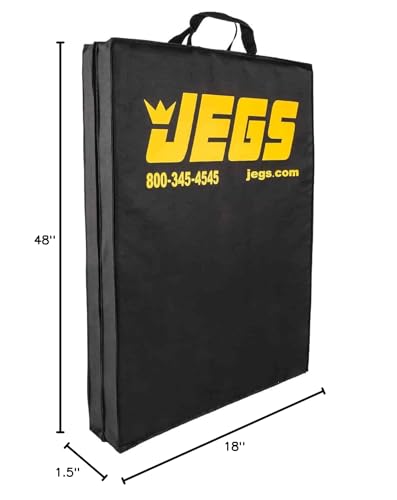 JEGS Foldable Pit Mat - Heavy-Duty Black Mechanics Pad, 48" x 18", 1.5" Thick Foam, Stain & Tear Resistant, Built-In Carry Handle