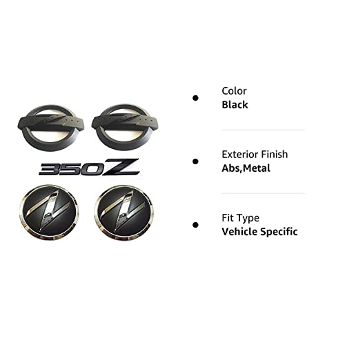 Exotic Store 350Z Replacement Badge Kit - Black Metal Emblems for NISSAN 350Z Fairlady Z33, Model 5CF97L3X