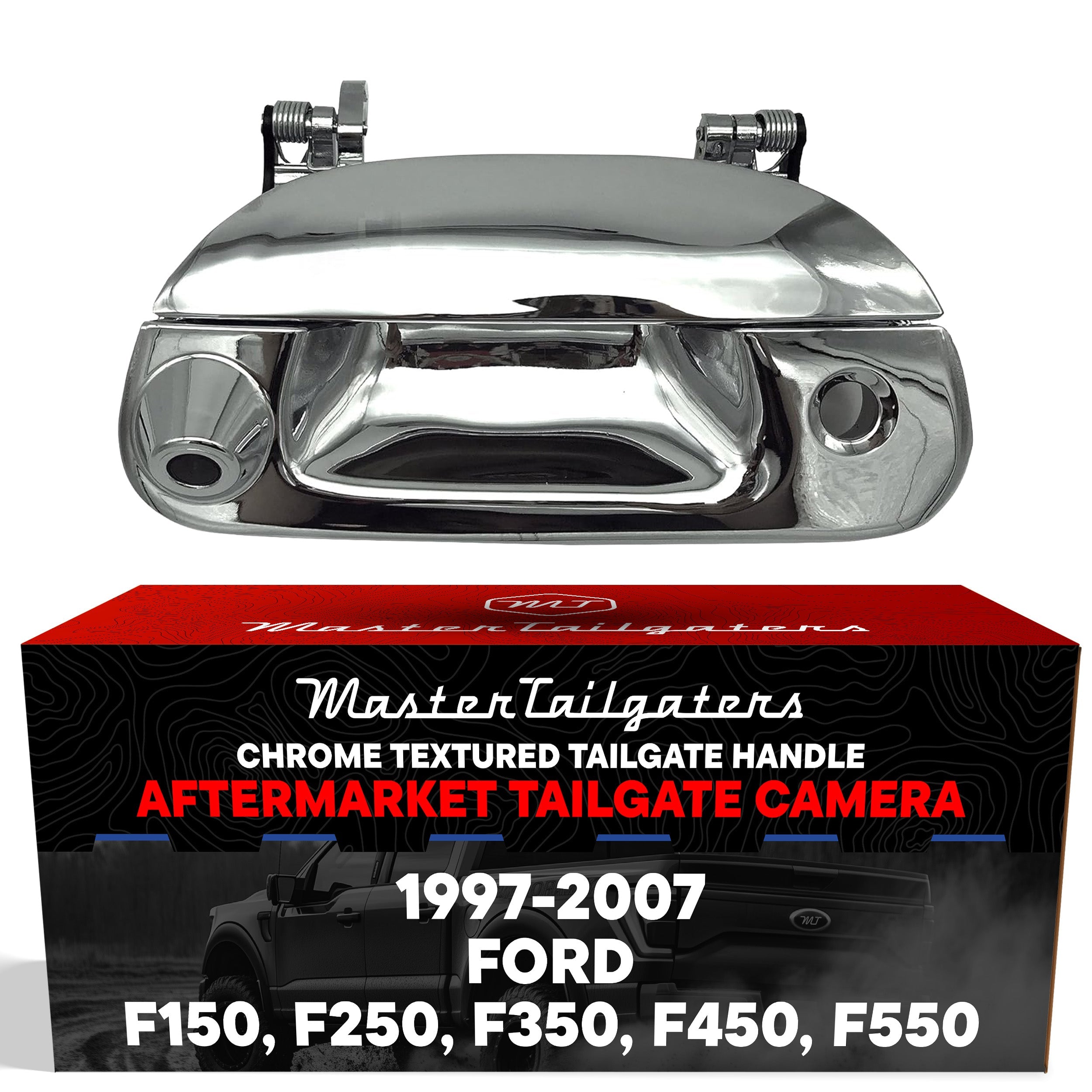 Ford F150 (1997-2004), F250/F350/F450/F550 (1999-2007) Chrome Replacement Tailgate Handle with Backup Camera