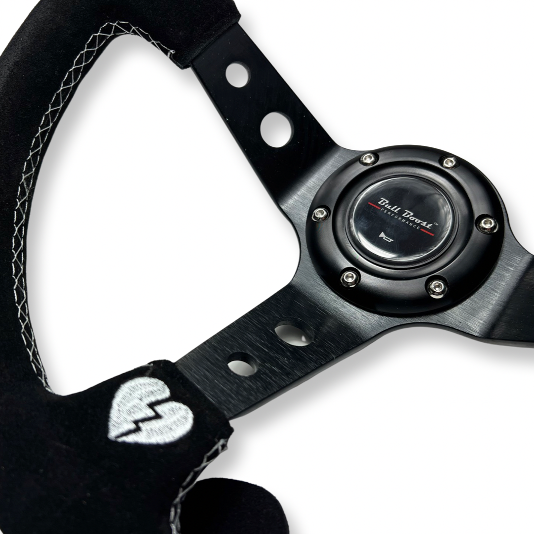 Infiniti G35 G37 Suede 3"Deep Dish Steering Wheel + Quick Release Short Hub Adapter