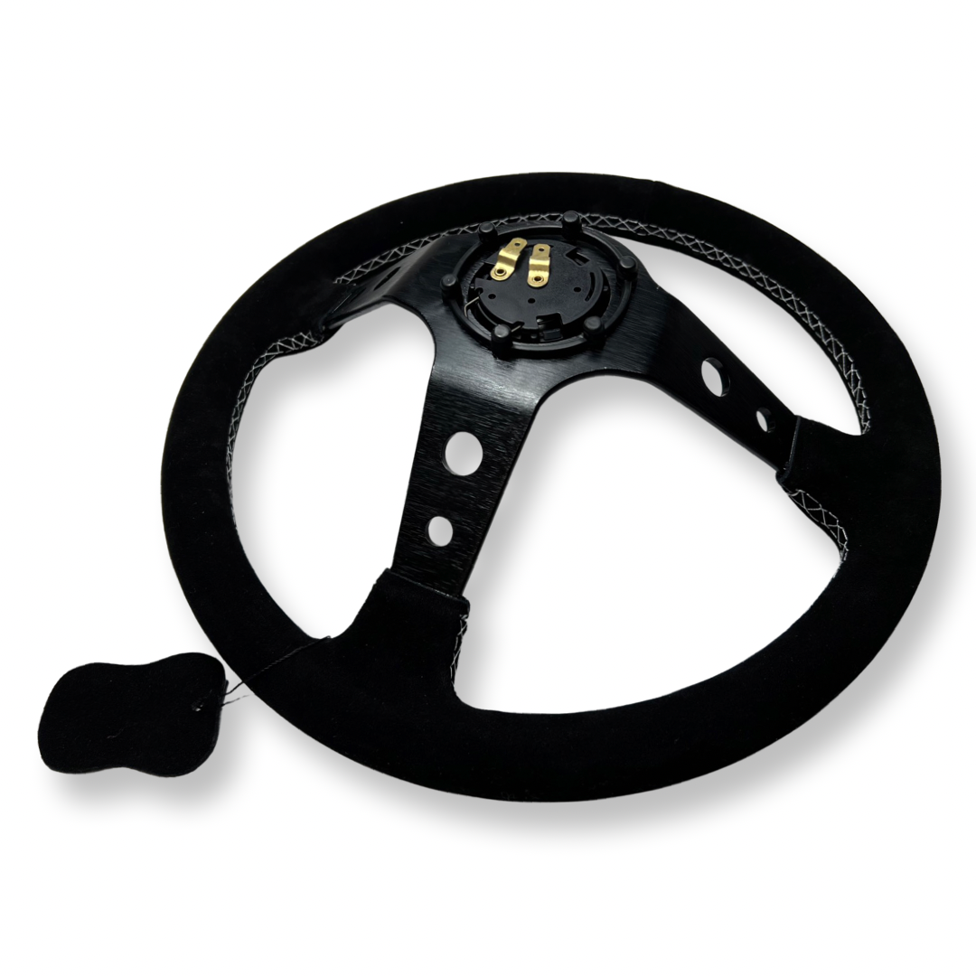 Suede Aluminum Steering Wheel + Billet Short Hub Adapter Kit For Civic Integra Accord