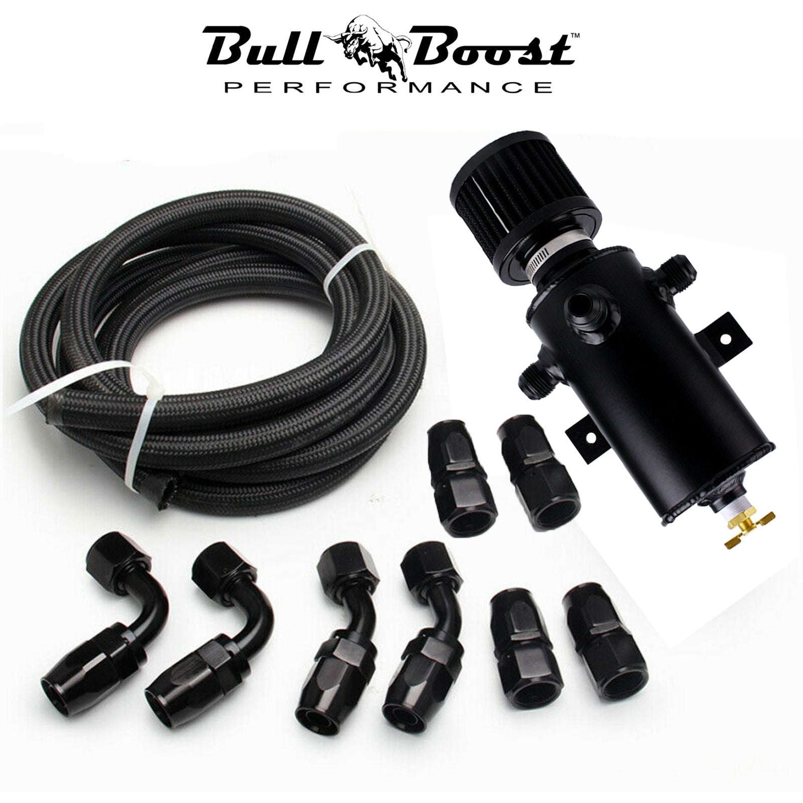 Universal Performance Oil Catch Can 3 Port -10AN Breather 750mL Baffle Tank