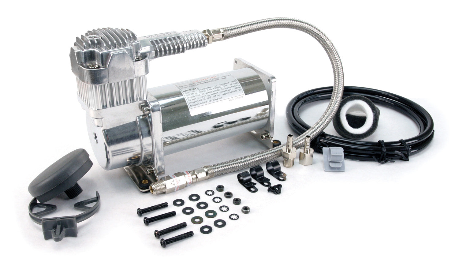 380C 200 PSI Chrome Compressor Kit (12V, 100% Duty @100 PSI, 55% Duty @200 PSI)