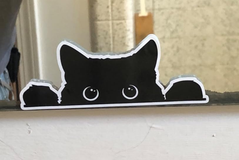 Peeking Sneaky Cat Sticker Funny Vinyl Waterproof, 5In - Yeti Cup Cooler Box Decal Car Laptop Wall (C)