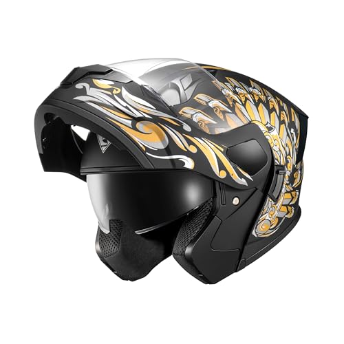 KYPARA Motorcycle Dual Visor Modular Full Face Helmet, XL, Multi-Color, DOT Certified, ABS Material