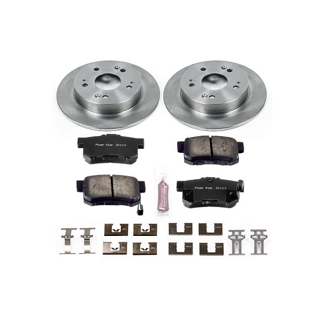POWERSTOP KOE1243 Rear Autospecialty Replacement Brake Pad and OE Rotors Kit For Acura ILX | Honda Civic Coupe Sedan | Honda Pre