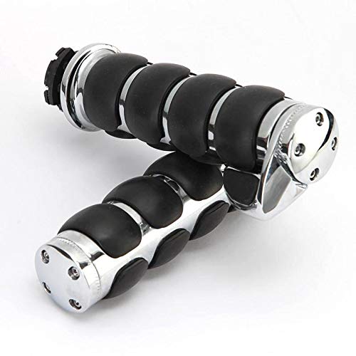 INNOGLOW Motorcycle Hand Grips 1'' Universal Non-Slip Handgrips Handlebar Grips with Throttle Assist Chrome Black Aluminum Rubbe