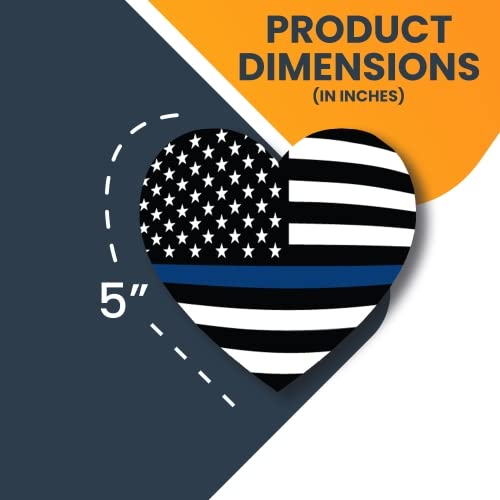 Magnet Me Up Thin Blue Line American Heart Magnet Decal, 2 Pack, 5 Inches, Heavy Duty Automotive Magnet For Car Truck Suv, In Su