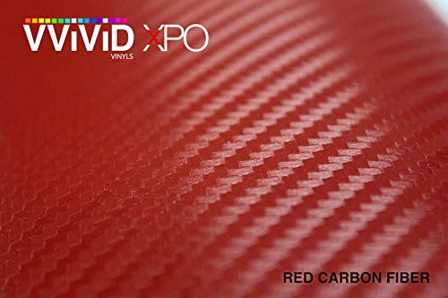 VViViD® XPO Red 3D Carbon Fiber Vinyl Wrap Roll, 5ft x 3ft, Air Release Technology, Durable, Flexible, Easy to Apply