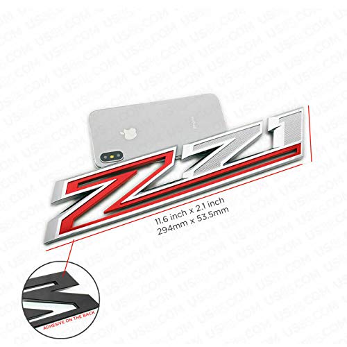 Aimoll 2X Large Z71 Fender Emblem Badge Decal Replacement for 2019-2021 Chevy Silverado - Chrome Red, Plastic