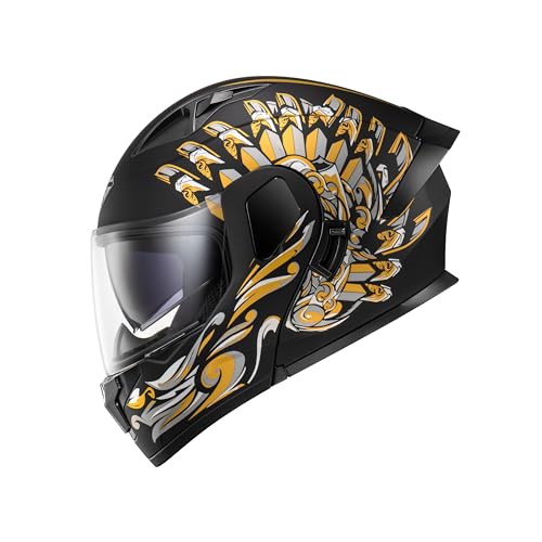 Kypara Motorcycle Dual Visor Flip Up Modular Full Face Helmet With Dot Certification Of Impressionism (L, Michael.Matt)