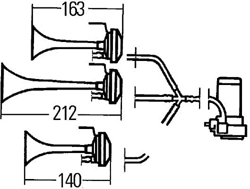 Hella 003001671 Triple-Tone Air Horn Kit With 12V Air Compressor And Mounting Bracket