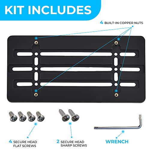 Front Bumper License Plate Bracket For Toyota 2000-2025, Plate Holder Set W 6 Unique Screw Bolts & Wrench Kit, License Tag Mount