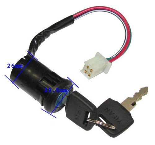 Replacement Atv Key Ignition Switch 4 Wire Compatible With 50Cc 70Cc 90Cc 110Cc 125Cc 150Cc Cc Taotao Sunl, Coolsport, Coolster