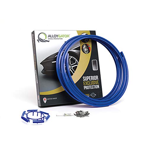 AlloyGator Blue Rim Protector - Premium Wheel Guard for 12-24" Wheels, Adhesive Free, Nylon, Pack of 4, Model K4 BLUEXC