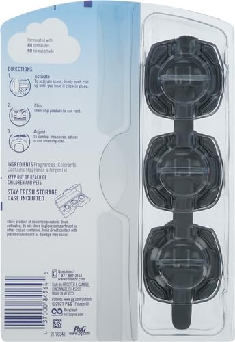 Febreze Unstopables Car Odor-Fighting Car Freshener Vent Clip Fresh, 07 Fl Oz Car Vent Clip, Pack Of 3