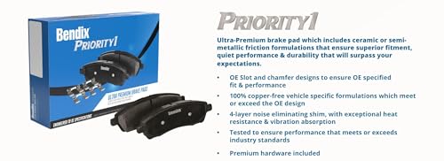 Bendix Priority1 Cfc830 Ceramic Front Brake Pads For Nissan Frontier 2004-2003, Xterra 2004-2000