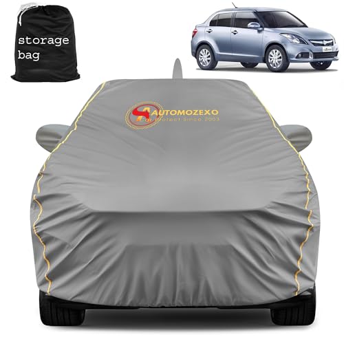 Automozexo Maruti Dzire Car Cover For All Weather Protection With Mirror & Antena Pocket Inner Cotton Layer Triple Stitched Wate