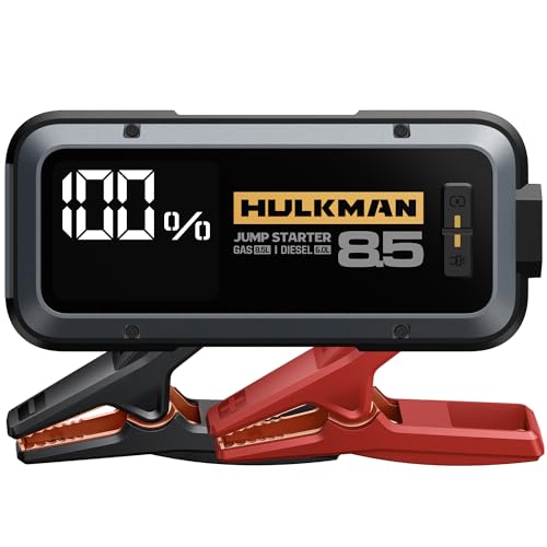 Hulkman Alpha85 Smart Jump Starter 2000A 20000mAh Car Battery Booster for 8.5L Gas & 6L Diesel - Gray, Impact-Resistant Polycarbonate