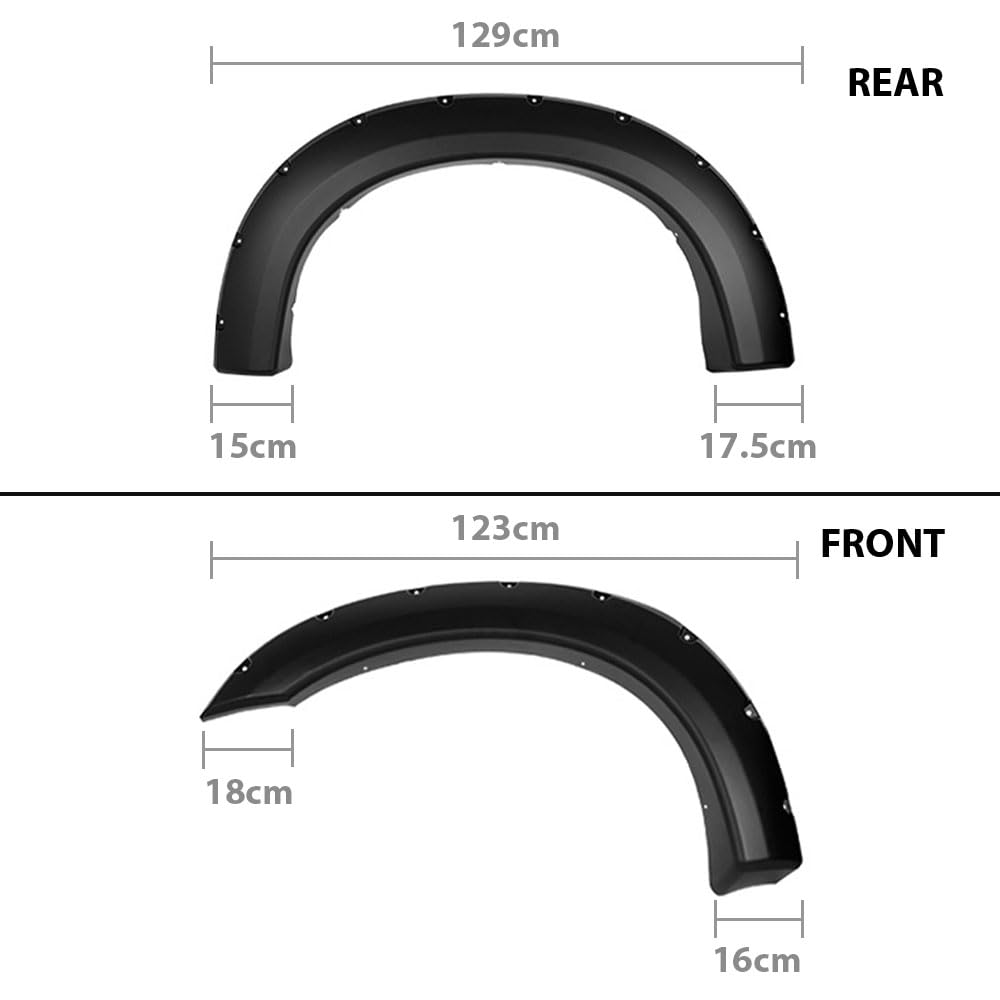 G-PLUS Fender Flares for 1999-2007 Ford F250 F350 Super Duty, Black Smooth Pocket Rivet Style, 4pcs (Non-Dually Models)