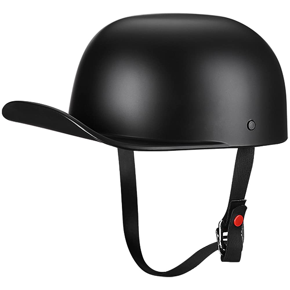 Yesmotor Baseball Style Cap Motorcycle Helmet Unisex-Adult - Dot Approved (Matte Black,M)