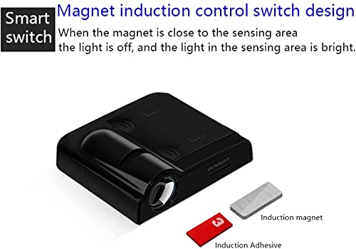 FLYEEGO Car Door Lights Logo Projector, 2PCS Ghost Shadow Lamp, Carbon Fiber, Fire Horse, Model CDL-HS, Fits All Car Models