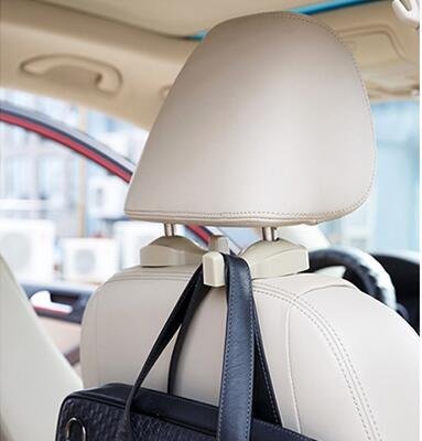 Ipely Universal Car Vehicle Back Seat Headrest Hanger Holder Hook For Bag Purse Cloth Grocery (Dark Beige -Set Of 2)…