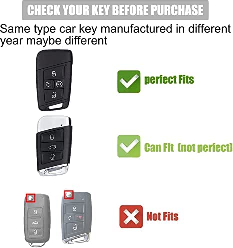 Gematay For Vw Volkswagen Key Fob Cover With Keychain, Key Shell Cover Holder For Volkswagen Tiguan Atlas Jetta Passat Golf Alltrack Smart Remote Control, Blue