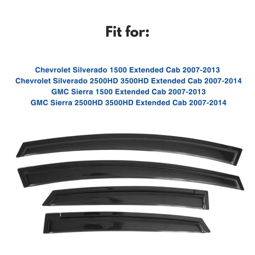 Ig Window Visor For 2007-2013 Chevy Chevrolet Silverado & Gmc Sierra 1500, Rain Guard Vent Deflectors For 2007-2014 Silverado &