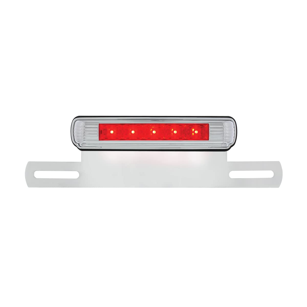 United Pacific Chrome License Plate Light & Bracket With Red Led 3Rd Brake Light - Red Led/Red Lens, S2007Led