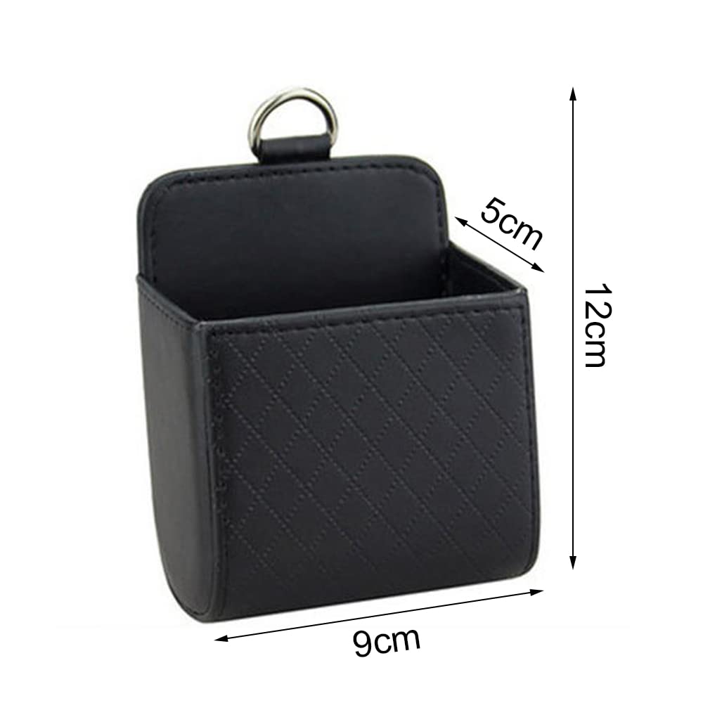 Yeenelwboo Car Air Vent Storage Bag Pu Car Organiser Air Ventilation Organizer Bag Box With Hook For Keys, Coins, Bill Deposit, Mobile Phones