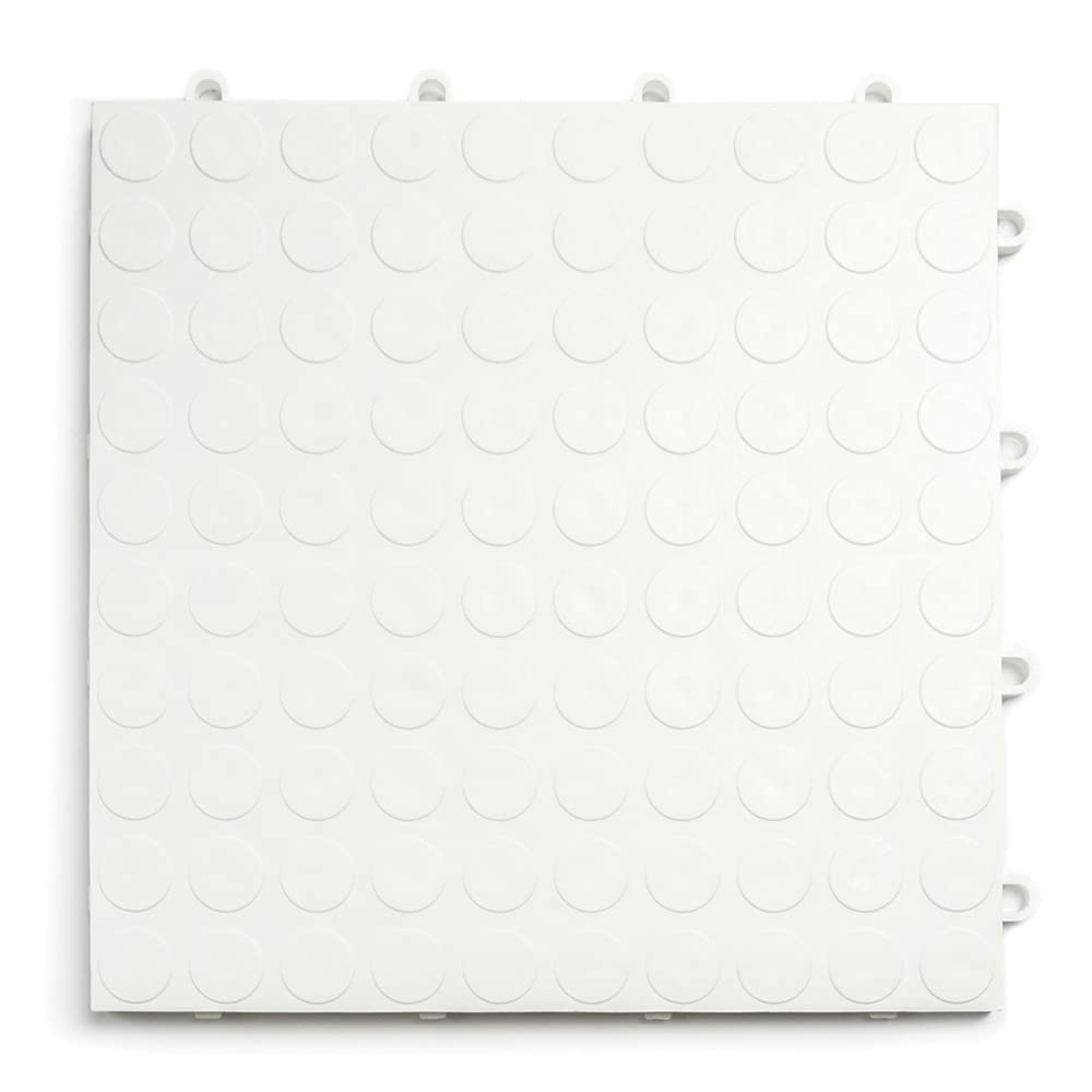 Big Floors Garagedeck Coin Pattern, Durable Copolymer Interlocking Modular Non-Slip Garage Flooring Tile (48 Pack), White