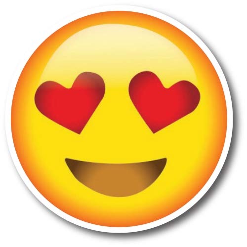 Magnet Me Up Heart Eyes Emoticon Car Magnet Decal, 5 Inch Round, Cute Self-Expression Decorative Magnet For Car, Truck, Suv, Or