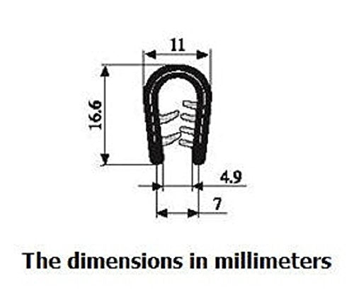M M Seals - Edge Trim Black Fits 1/5 Inch (4.9Mm), Leg 0.65 Inch (16.6Mm), Length 20 Feet (6Meter) - Protective Edging Strip For