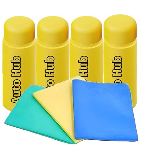 Auto Hub Leatherette Chamois Cloth For Cleaning Car & Bikes (Material: Chamois Pva, Pack Of 4, Blue, Yellow, Green, Pink)