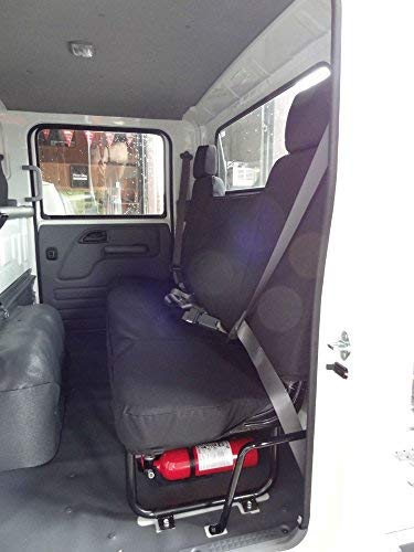 Durafit Seat Covers Full Set for 2006-2021 Isuzu NPR, 40/60 Split Bench & Solid Rear, C1 Black Endura, Cloth Polyester Material