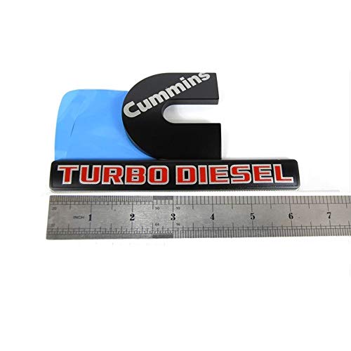 Yoaoo 2Pack Compatible With Cummins Turbo Emblem Badge 2500 3500 Emblem Matte Big Black Red 6.2 By 3.4 Inches