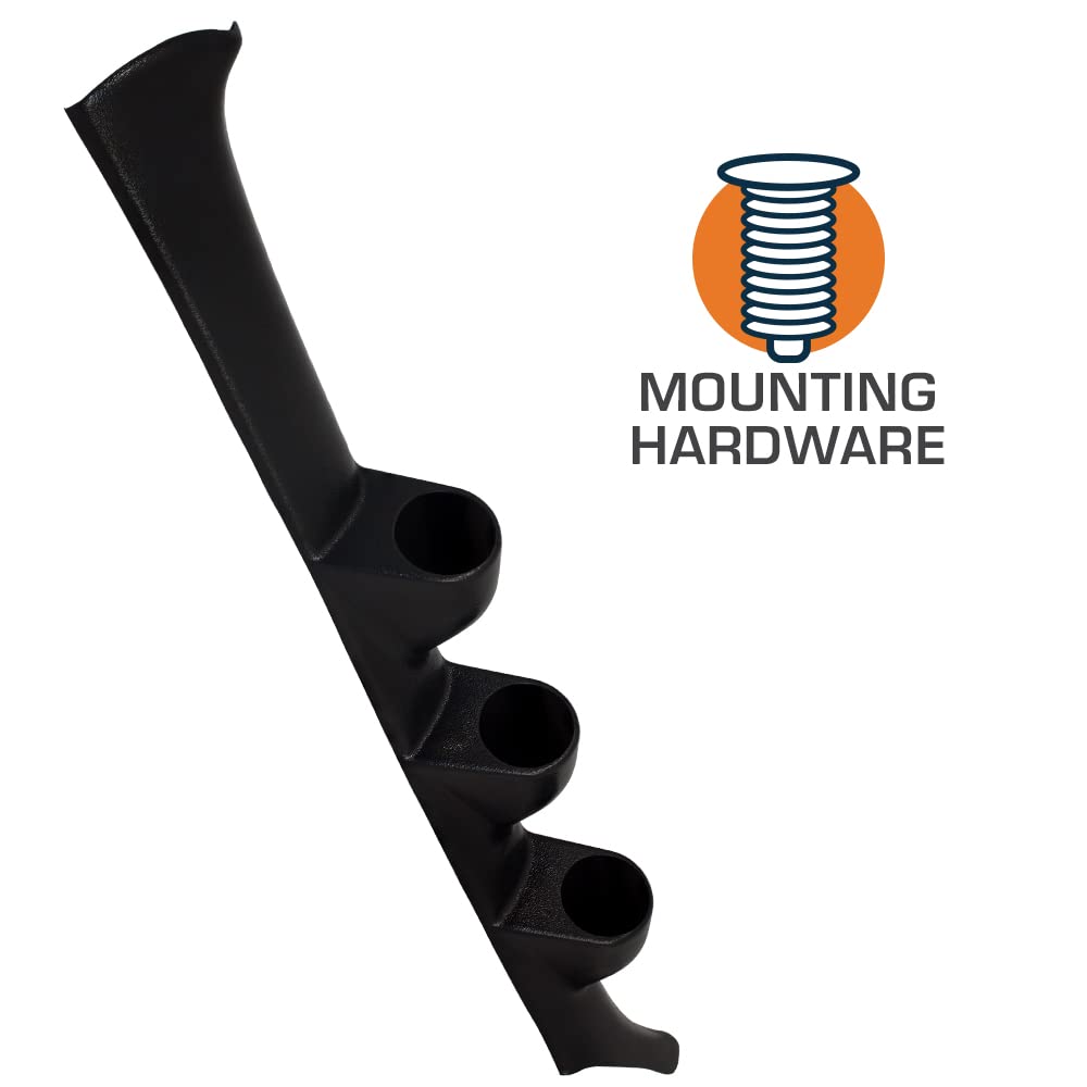 GlowShift Black Triple Pillar Gauge Pod Compatible with Acura Integra 1994-2001 - ABS Plastic - Mounts (3) 2-1/16'' (52mm) Gauge