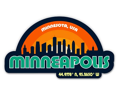 Squiddy Minneapolis Minnesota City Skyline - Vinyl Sticker Decal for Phone, Laptop, Water Bottle (3 Wide)