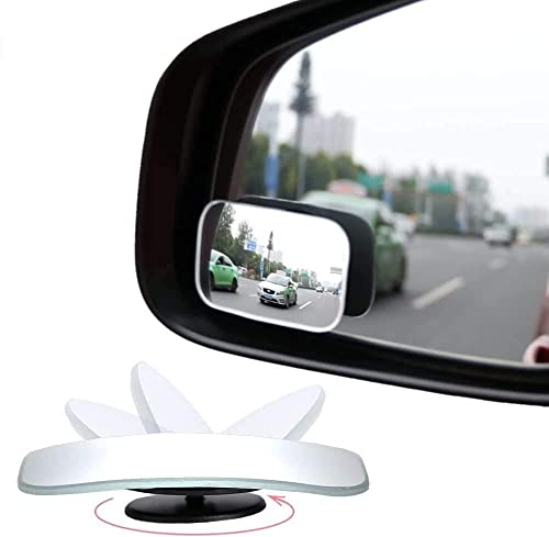 Detachi 3R Car Wide Angle Blind Spot Rear Mirror Rectangle Convex 360 Degree (2 Pcs) For Car