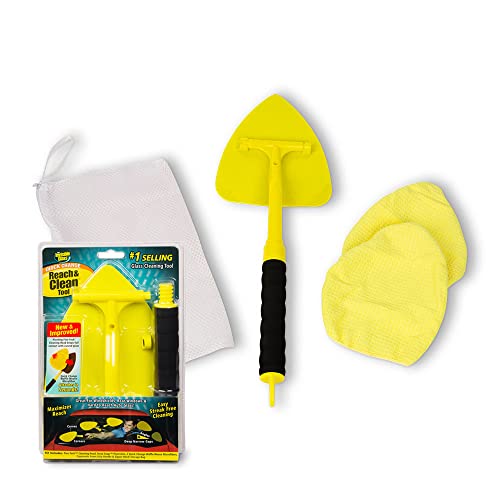 Stoner Car Care Invisible Glass Windshield Cleaner Tool Kit, Extendable Handle, 2 Microfibers, Storage Bag, Yellow, Model 95160