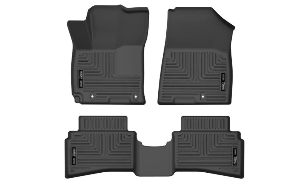 Husky Liners Weatherbeater Floor Mats | Fits 2020-2024 Hyundai Venue | Front & 2Nd Row, 3-Pc Black - 96691