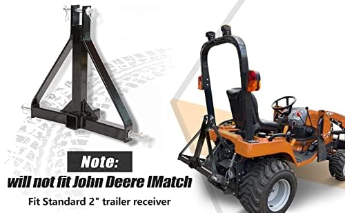 7Blacksmith 3 Point 2 Receiver Trailer Hitch Category 1 Tractor Tow Drawbar Adapter For Bx Kubota, John Deere, Lm25H Wlm Tractor, Nortrac, Kioti, Yanmar, Cat