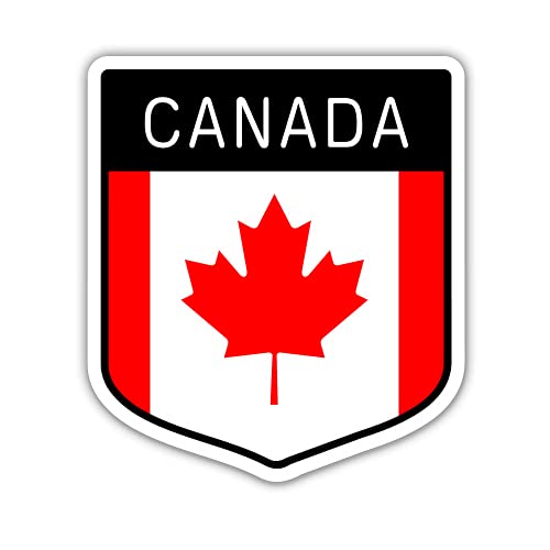 Squiddy Canada Canadian Flag Shield - Vinyl Sticker Decal for Phone, Laptop, Water Bottle (3 high)