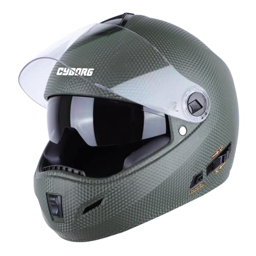 Steelbird Rox Cyborg Isi Certified Full Face Helmet For Men And Women With Inner Smoke Sun Shield And Outer Clear Visor (Large 6