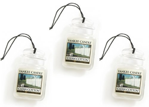Yankee Candle Gel Car Jar Ultimate Hanging Odor Neutralizing Air Freshener, Clean Cotton Scent (Pack of 3)