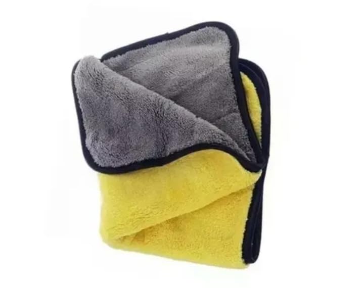 Dunexa Kitchen Microfibre DoubleSided Car Cleaning Cloth, Yellow & Grey, Super Absorbent, Pack of 1